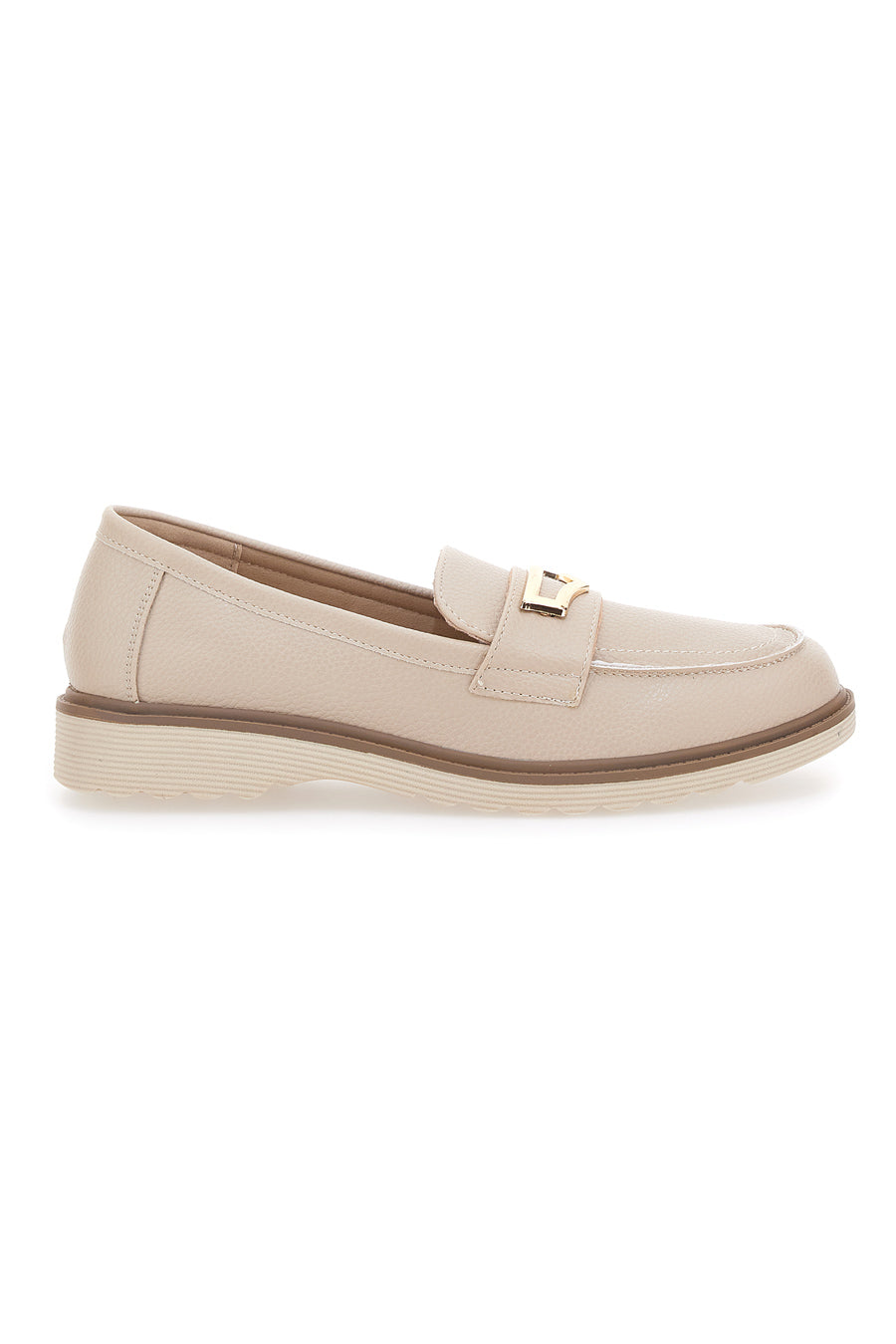 Mocassino Beige con Morsetto Color Oro Le Havre Paris 3202121