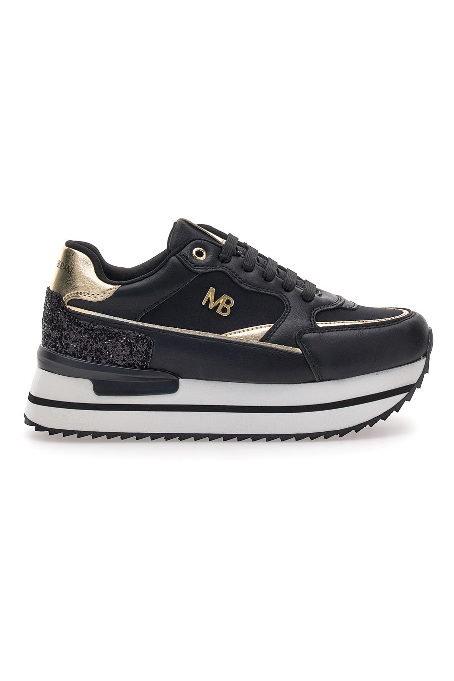 Sneakers nere con zeppa e dettagli glitter oro Burani 51800C1132
