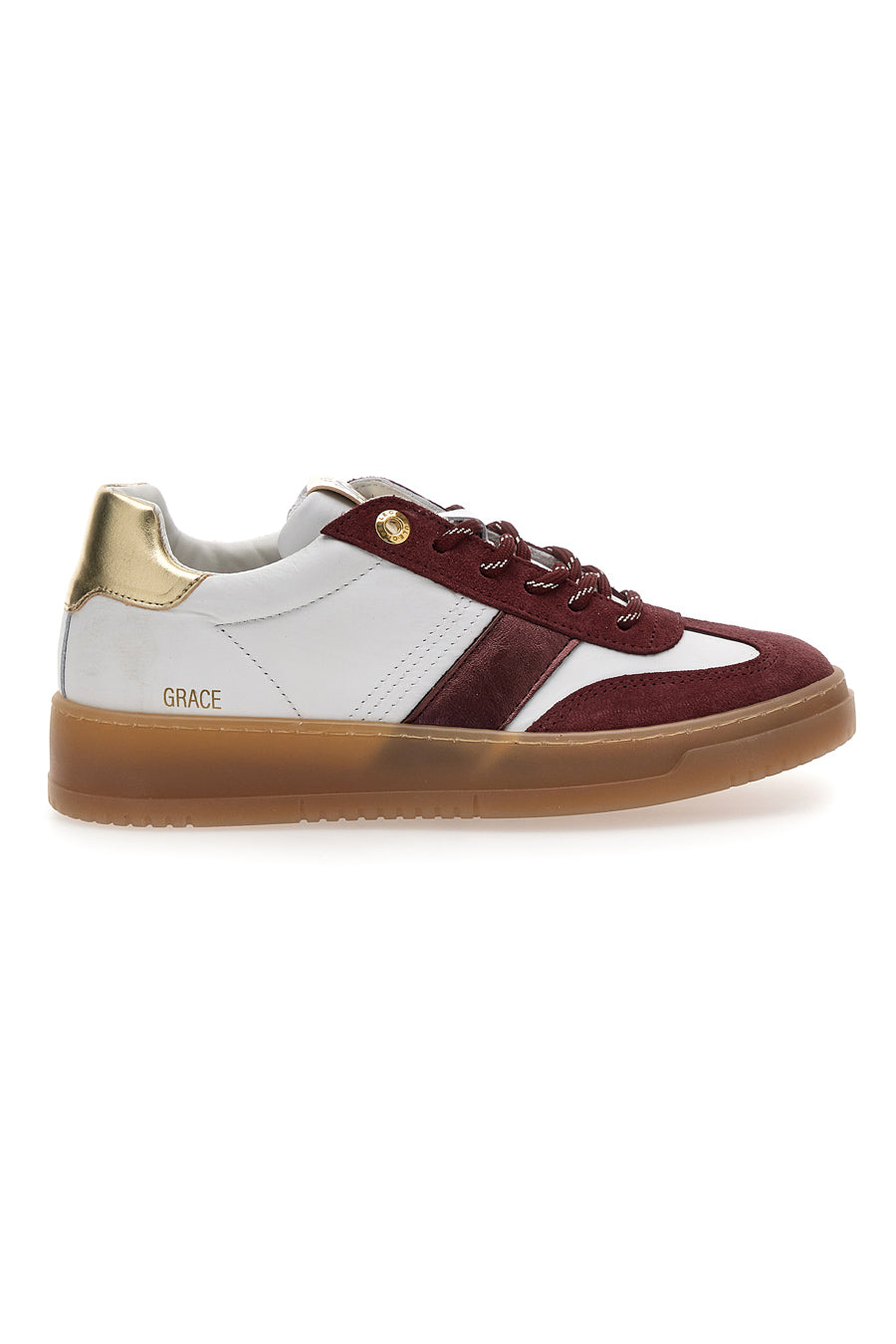 Sneakers bianche e bordeaux in pelle Pittarello Capsule Grace