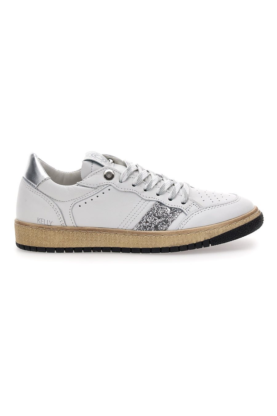 Sneakers bianche e argento in pelle Pittarello Capsule Kelly
