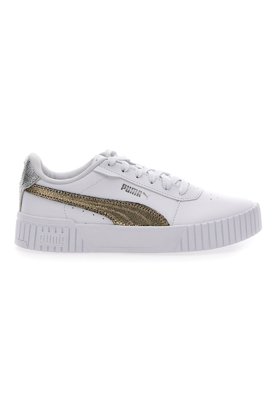 Sneakers Bianche Casula con Lacci Puma Carina 2.0 Mettalic Shine