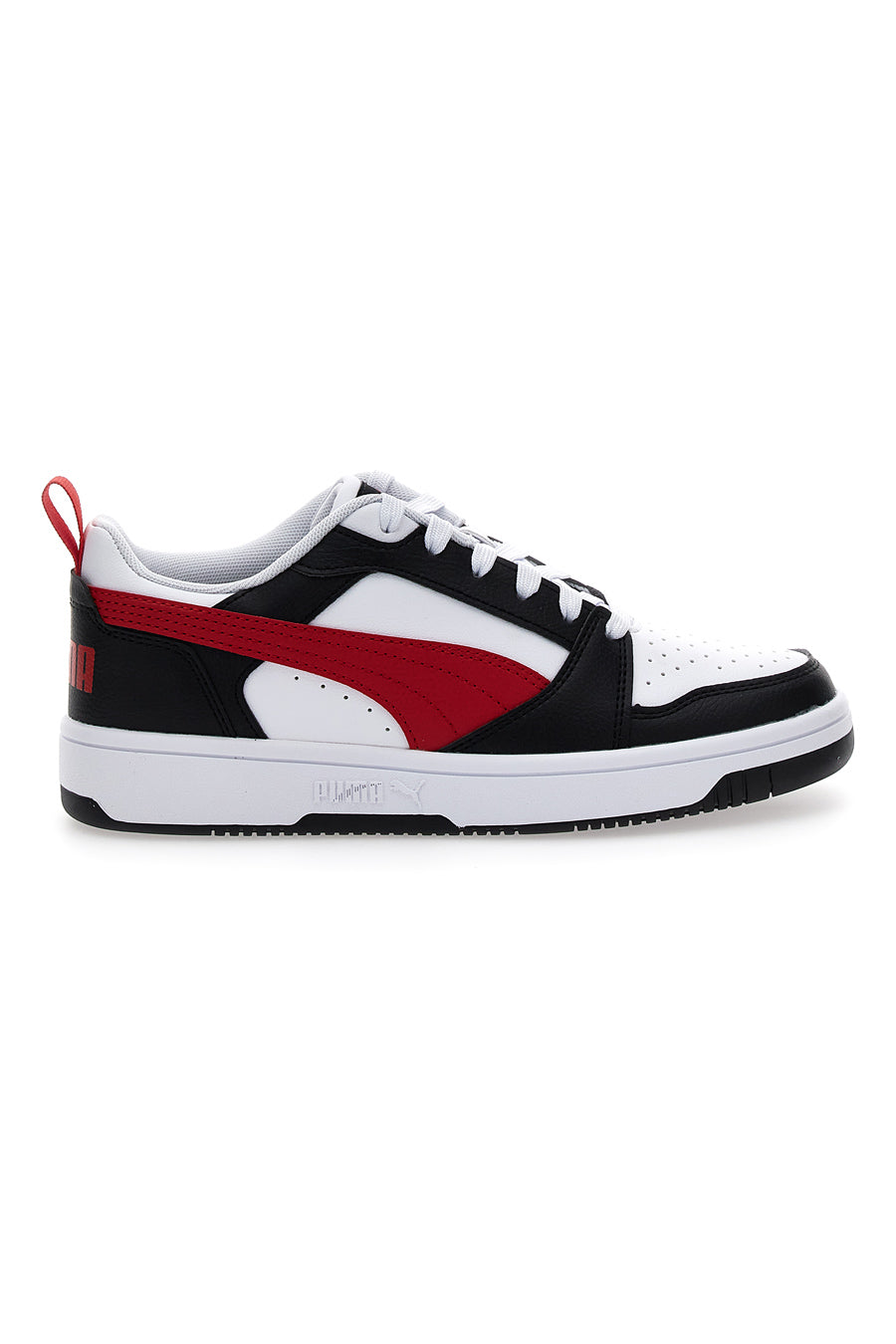 Sneakers Bianche Con Stringa Rossa Laterale Puma Rebound V6 LO JR