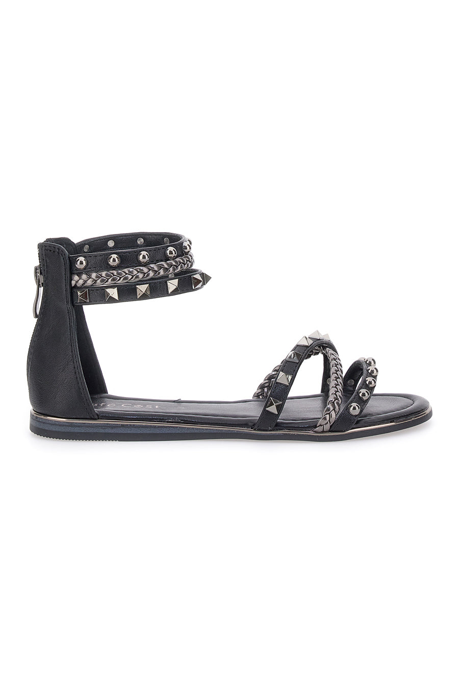 Sandali Neri Flat Con Borchie Cafe' Cost 1404