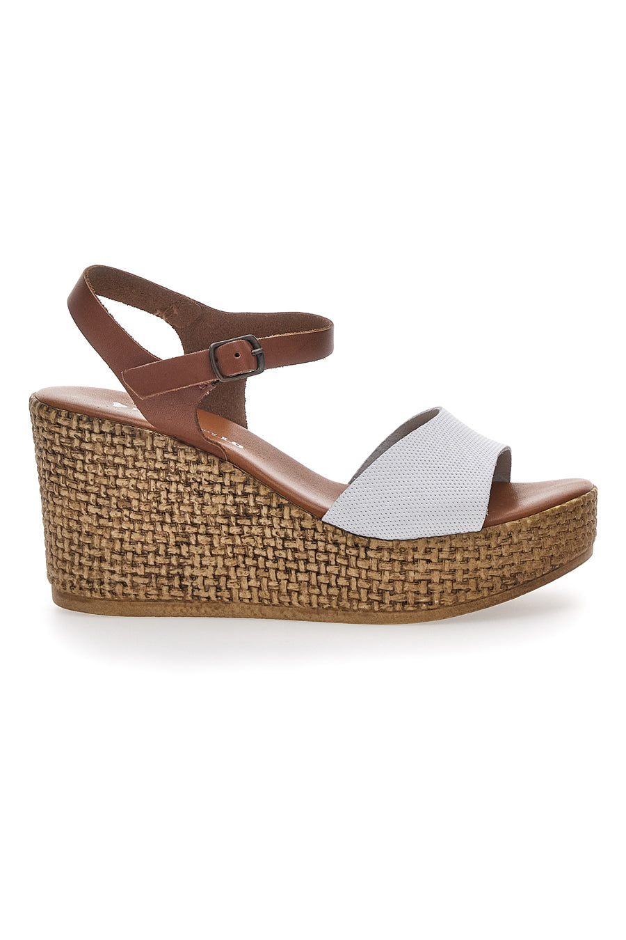 Sandali Marroni e Bianchi Con Zeppa Pittarello 6441504