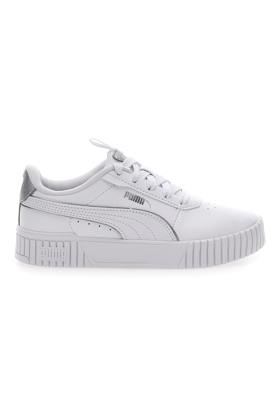 Sneakers Bianche e Argento Puma Carina 2.0 Pop Up Mtllcs Ps