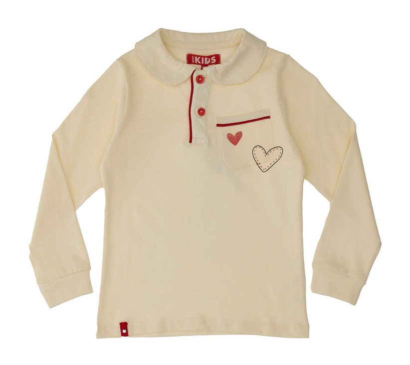 Maglia Bianca a Maniche Lunghe con Colletto PITT KIDS 6006