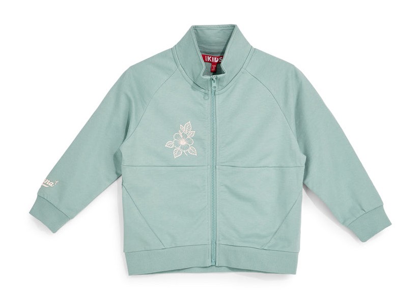 Felpa verde con zip e stampa floreale Pitt kids PT-G-F-9006