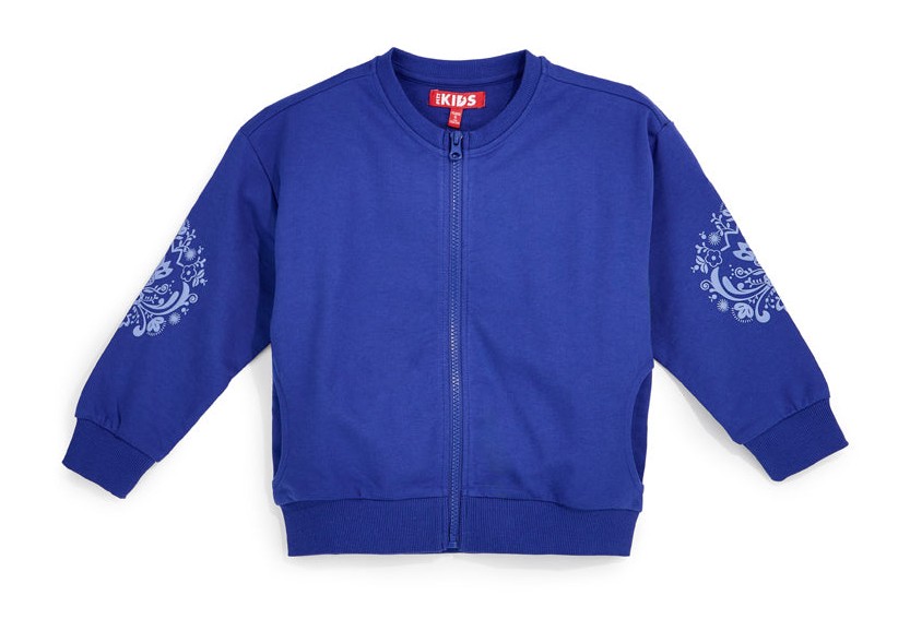 Felpa blu con zip e stampa decorativa Pitt kids PT-G-F-9017