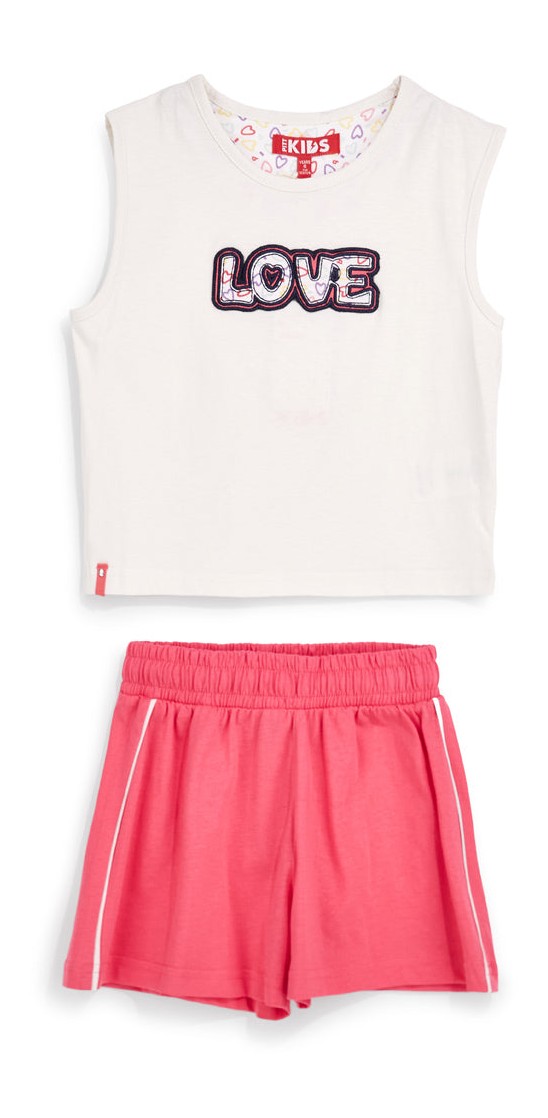 Completo bianco e rosa con stampa Love Pitt kids PT-G-SE-9045