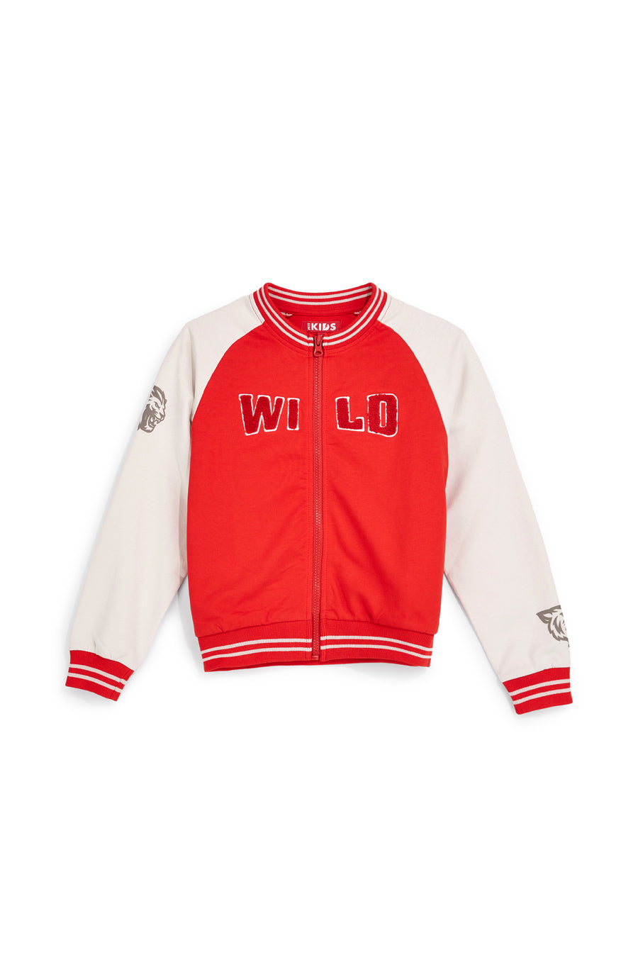 Felpa rossa con zip e stampa leoni Pitt kids PT-B-F-9019