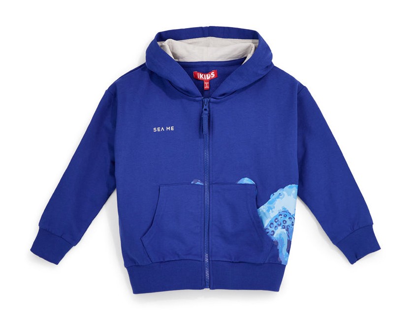 Felpa blu con cappuccio e zip Pitt kids PT-B-F-9032