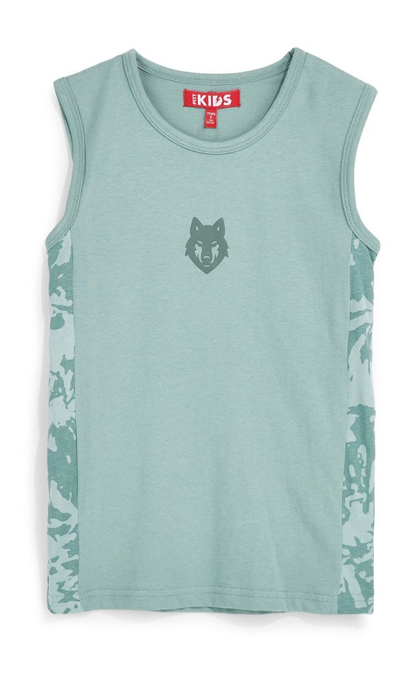 Canotta verde con stampa lupo Pitt kids PT-B-T-9007