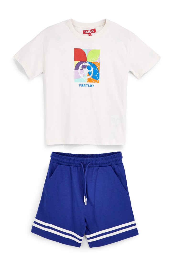 Completo t-shirt + pantaloni blu e bianco Pitt kids Pt-b-t-9049