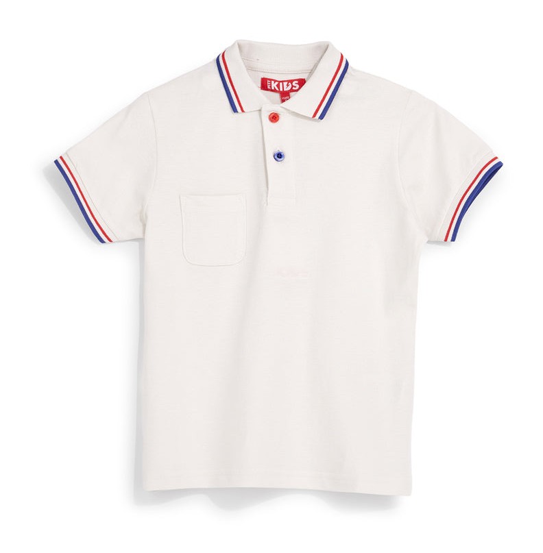Polo bianca con colletto a contrasto Pitt kids Pt-b-pl-9053