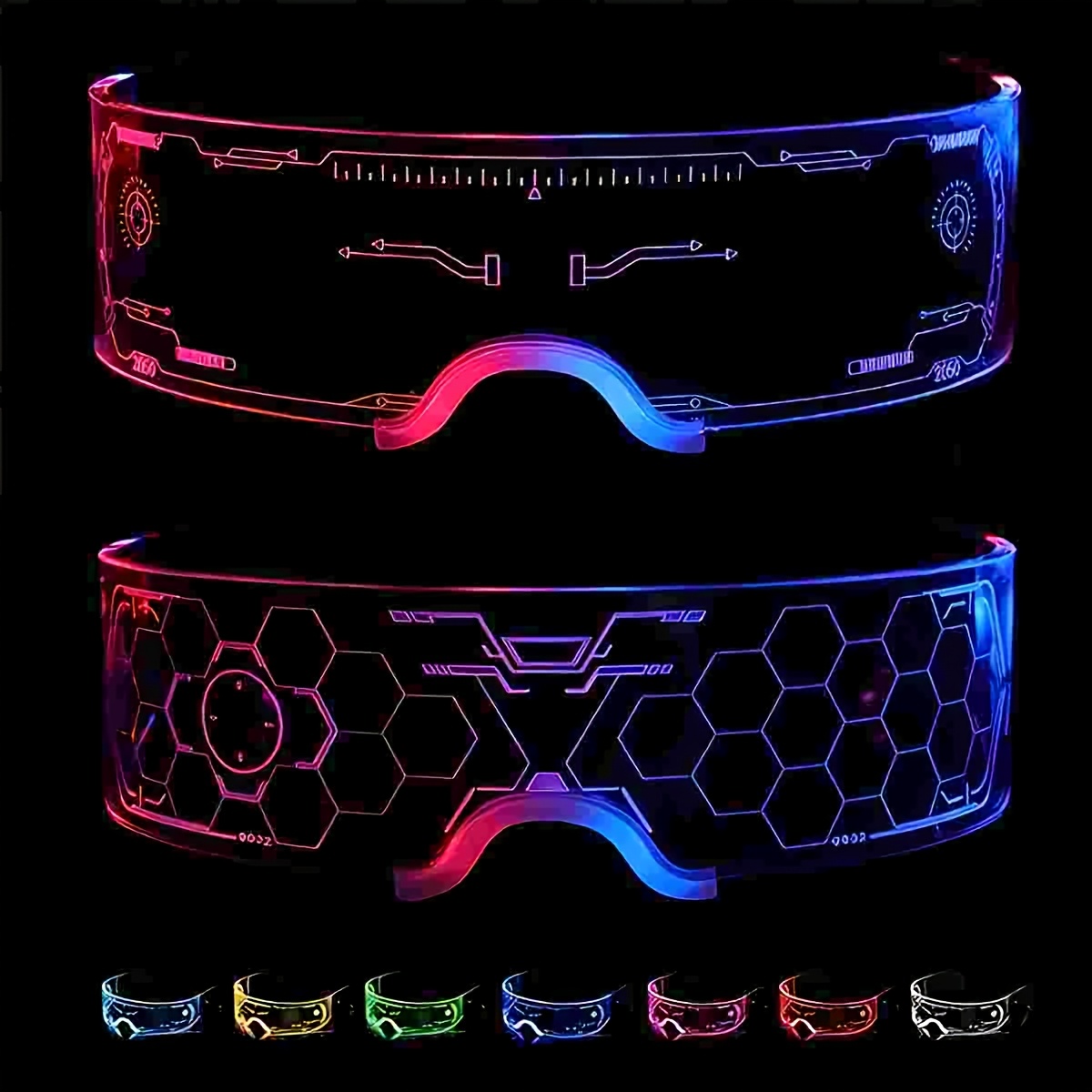1 pz Occhiali colorati con visiera a LED da uomo, Occhiali…