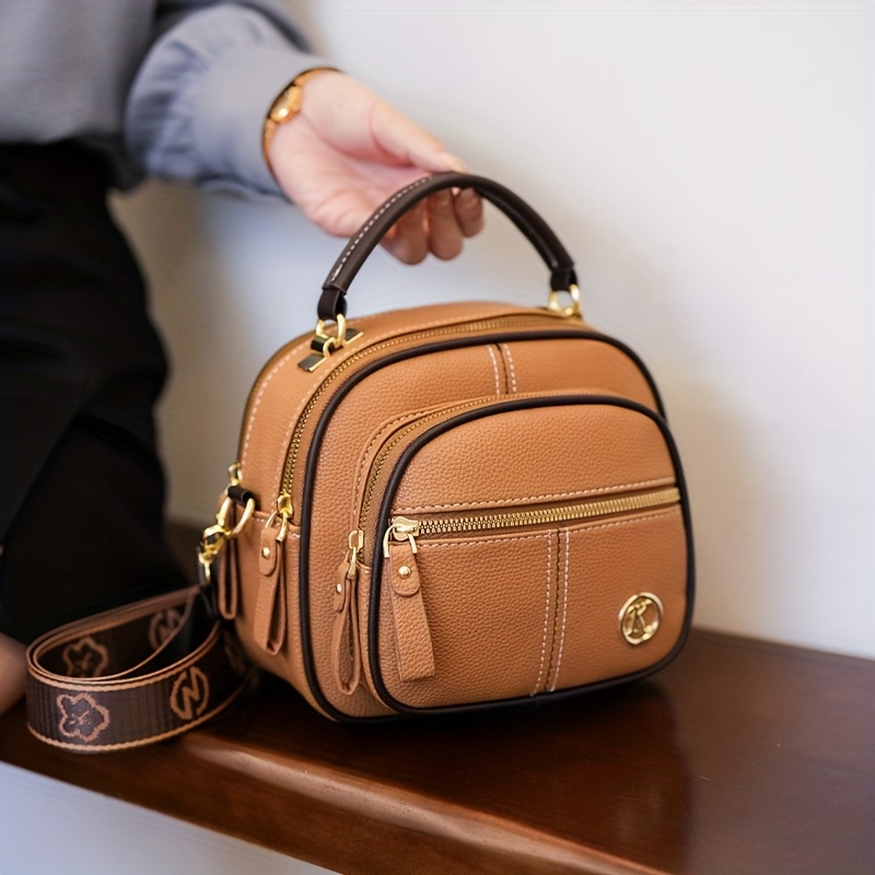 Borsa a tracolla in PU di colore solido, portatile e compatto…