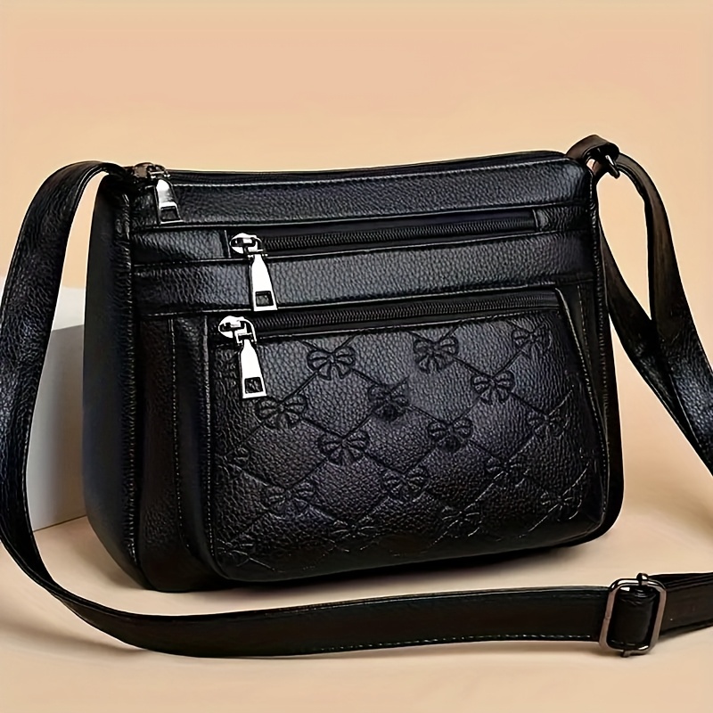 Borsa da donna di mezza età con texture in PU, borsa da mamma…