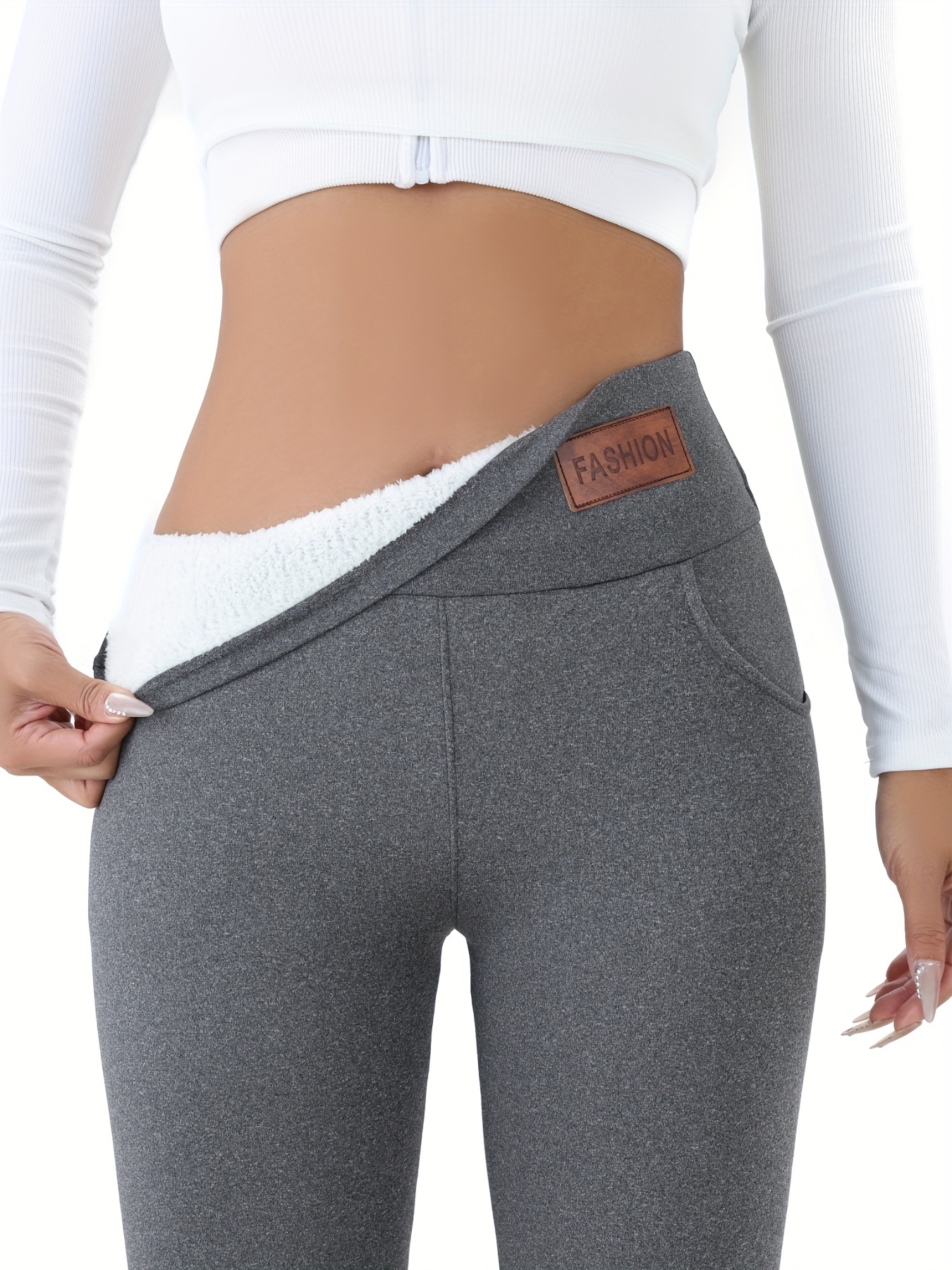 Pantaloni da donna a vita alta autunno inverno con etichetta di…