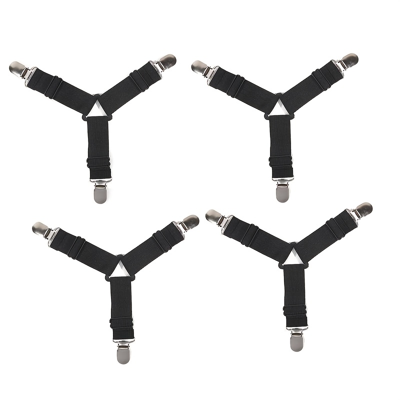 4-Pack Black Triangle Bed Sheet Straps, Morsetti per lenzuola…