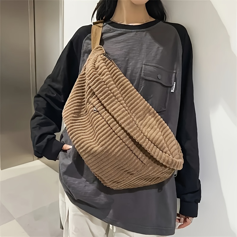 Nuovo stile borsa a spalla da donna in velluto a coste, borsa a…