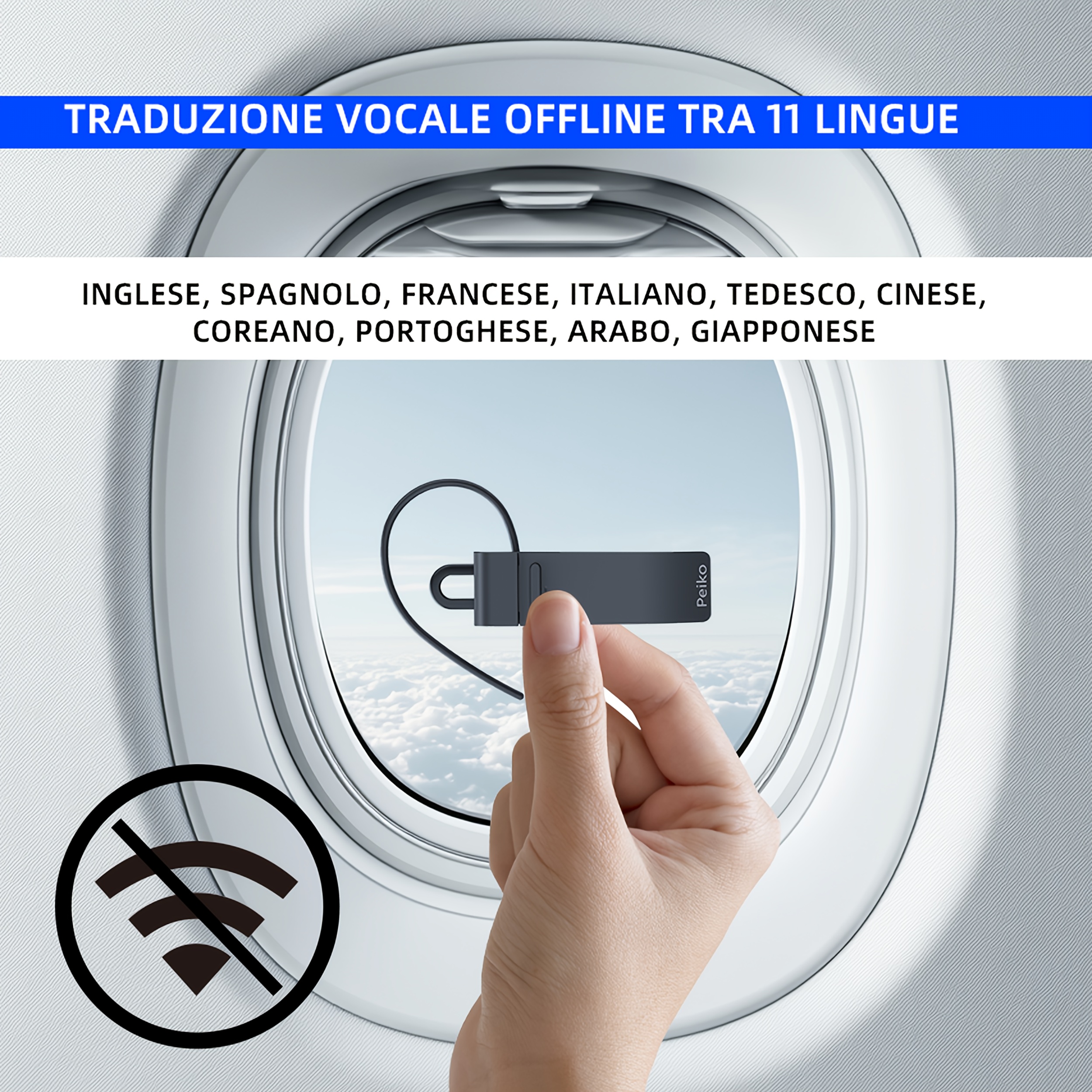 PEIKO WOLRD Traduttore Linguistico Auricolare Singolo con…