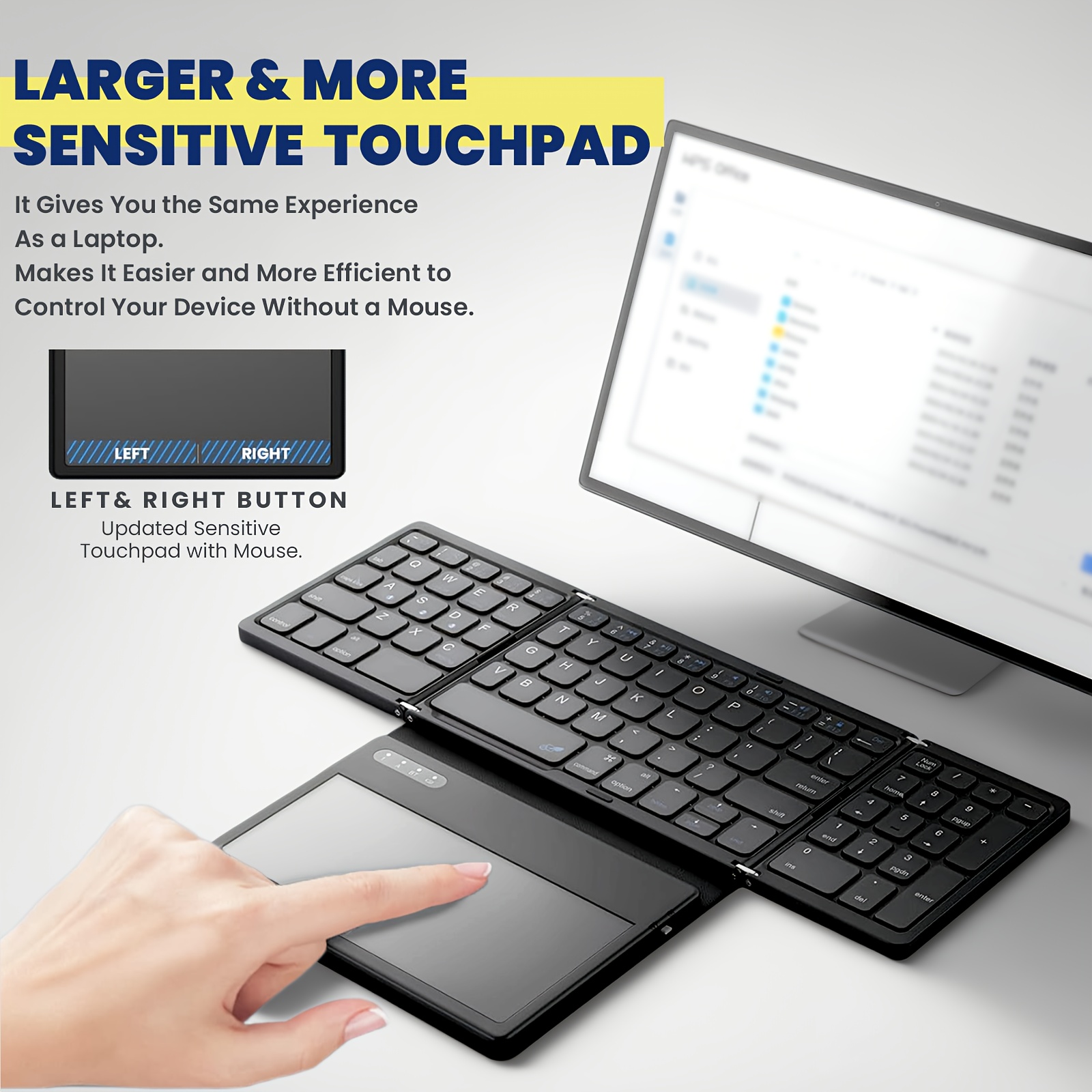 Tastiera Portatile Tascabile Pieghevole con Touchpad Grande e…