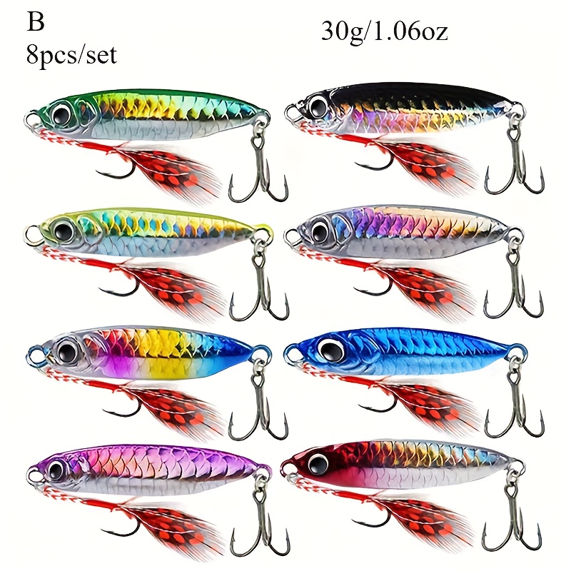 8 pezzi/set Esche da Pesca Artificiale in Metallo per Lancio…