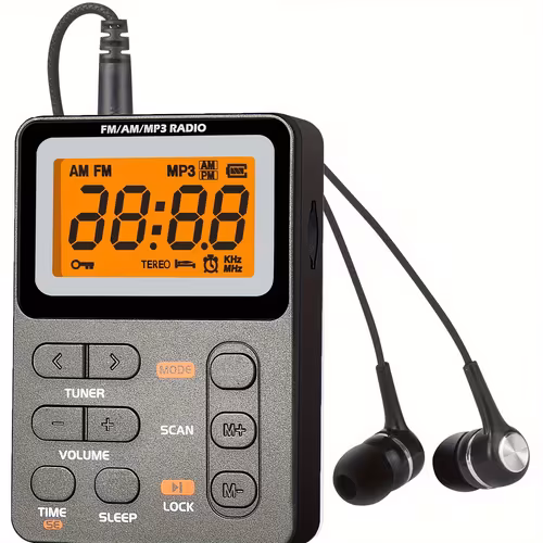 Radio Portatile AM FM con Cuffie Stereo, Lettore Musicale…