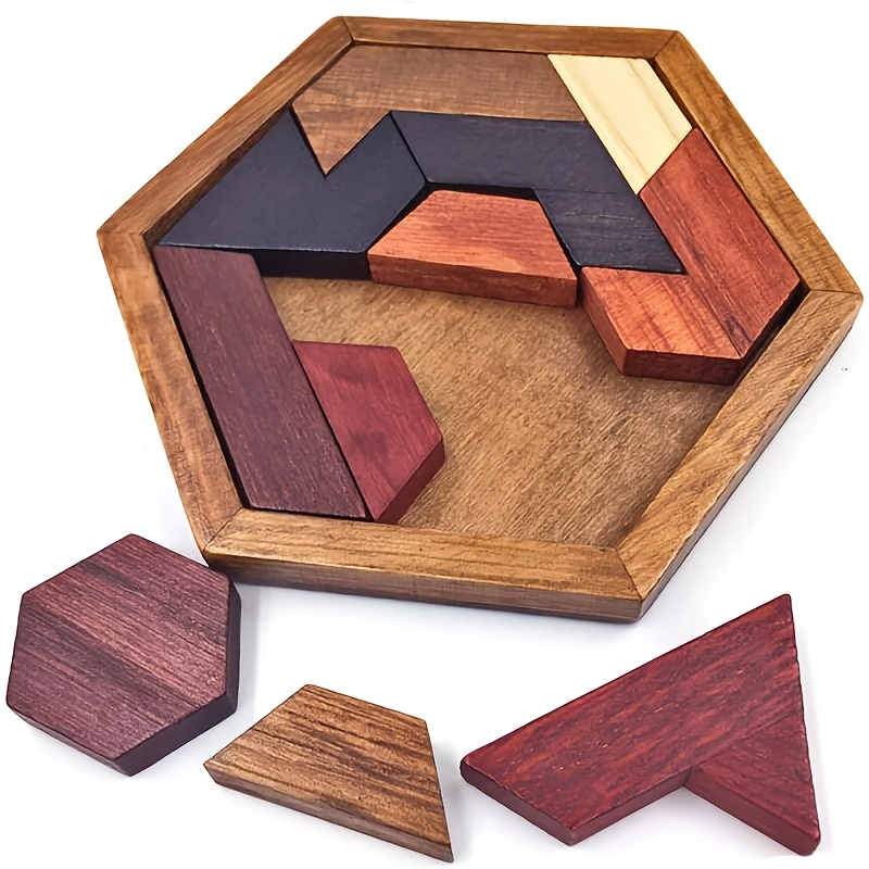 Puzzle esagonale in legno, puzzle educativo, giochi puzzle…
