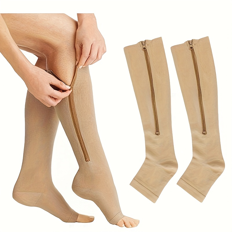 Calze a compressione senza dita con cerniera laterale per tutto…