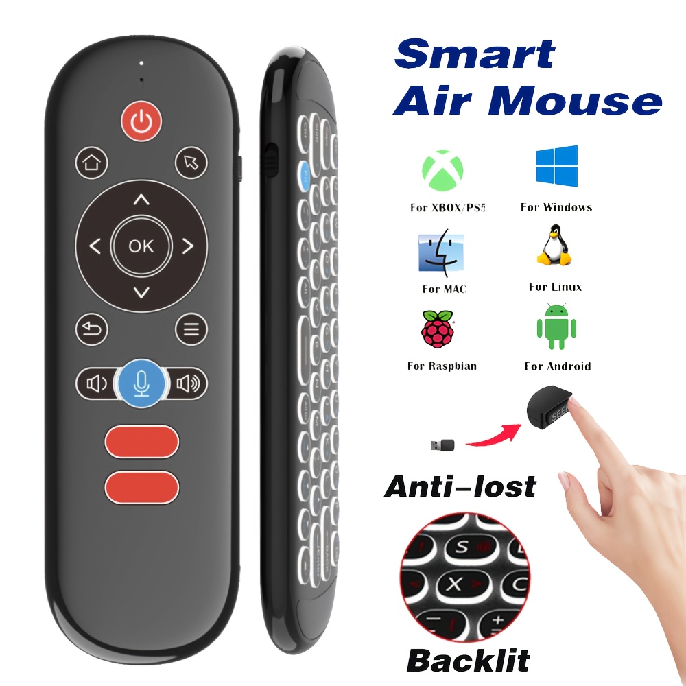 Telecomando Wireless Air Mouse con Mini Tastiera, Giroscopio a 6…
