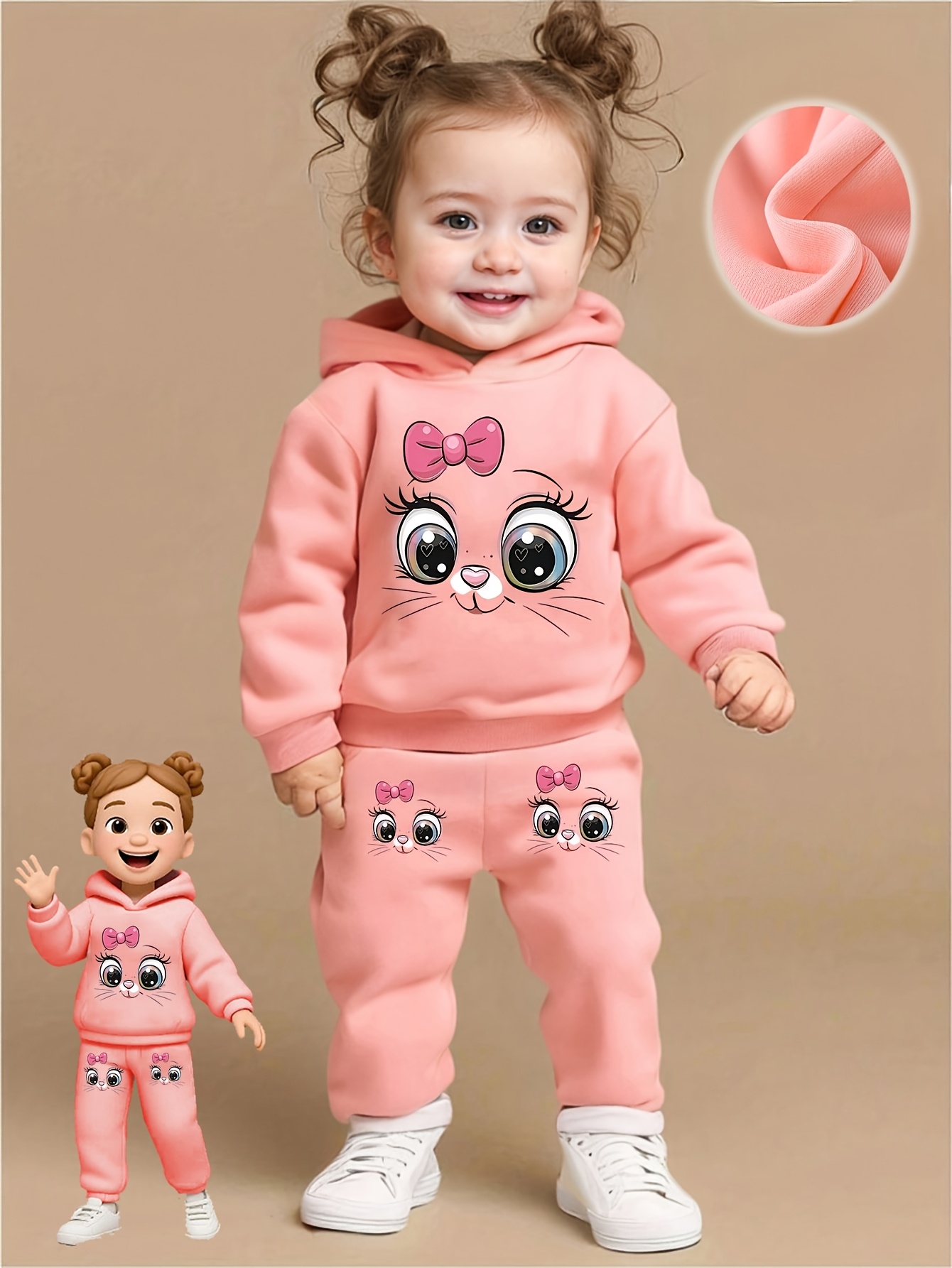 Completo da 2 pezzi per neonata e bambina con felpa a maniche…
