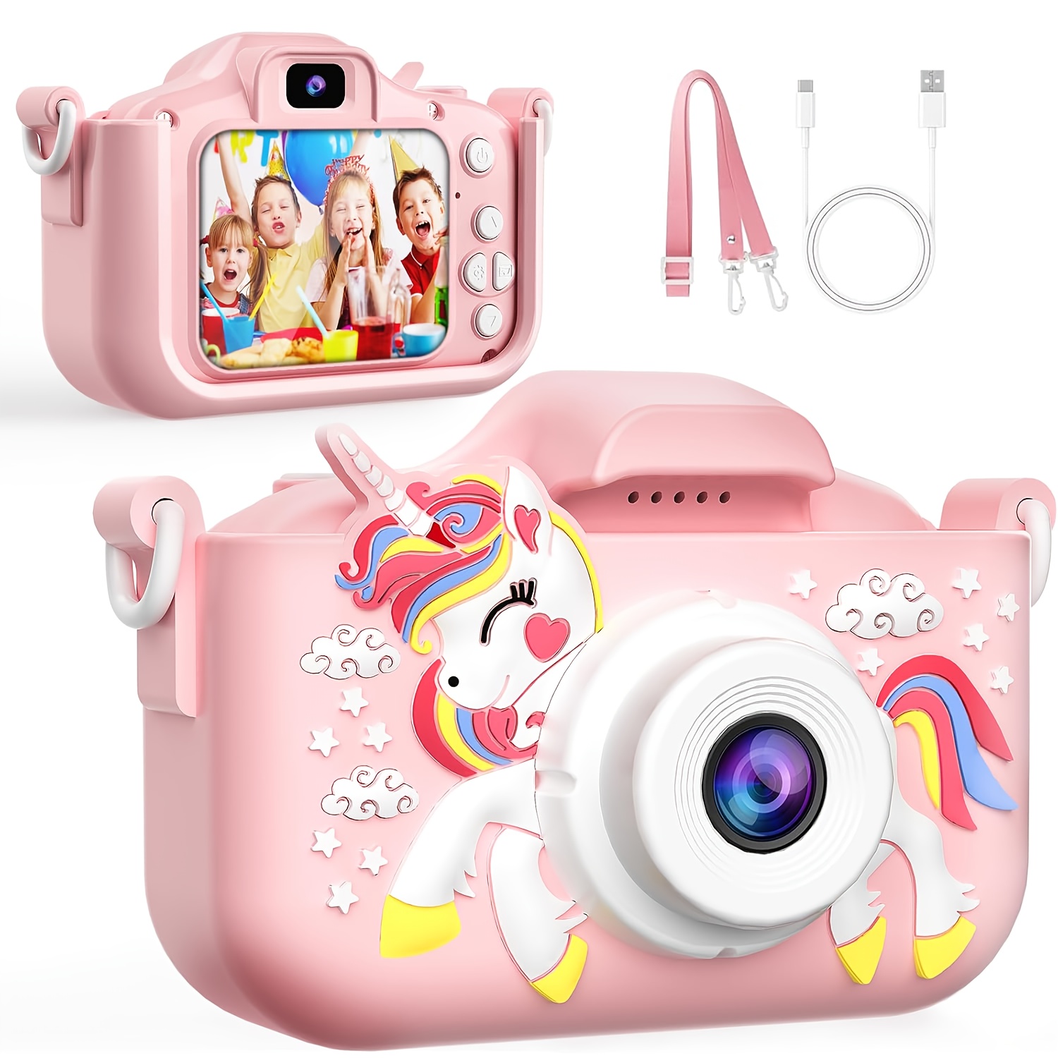 Fotocamera per bambini, 1080P HD, 48MP, ripresa video, 5 giochi…