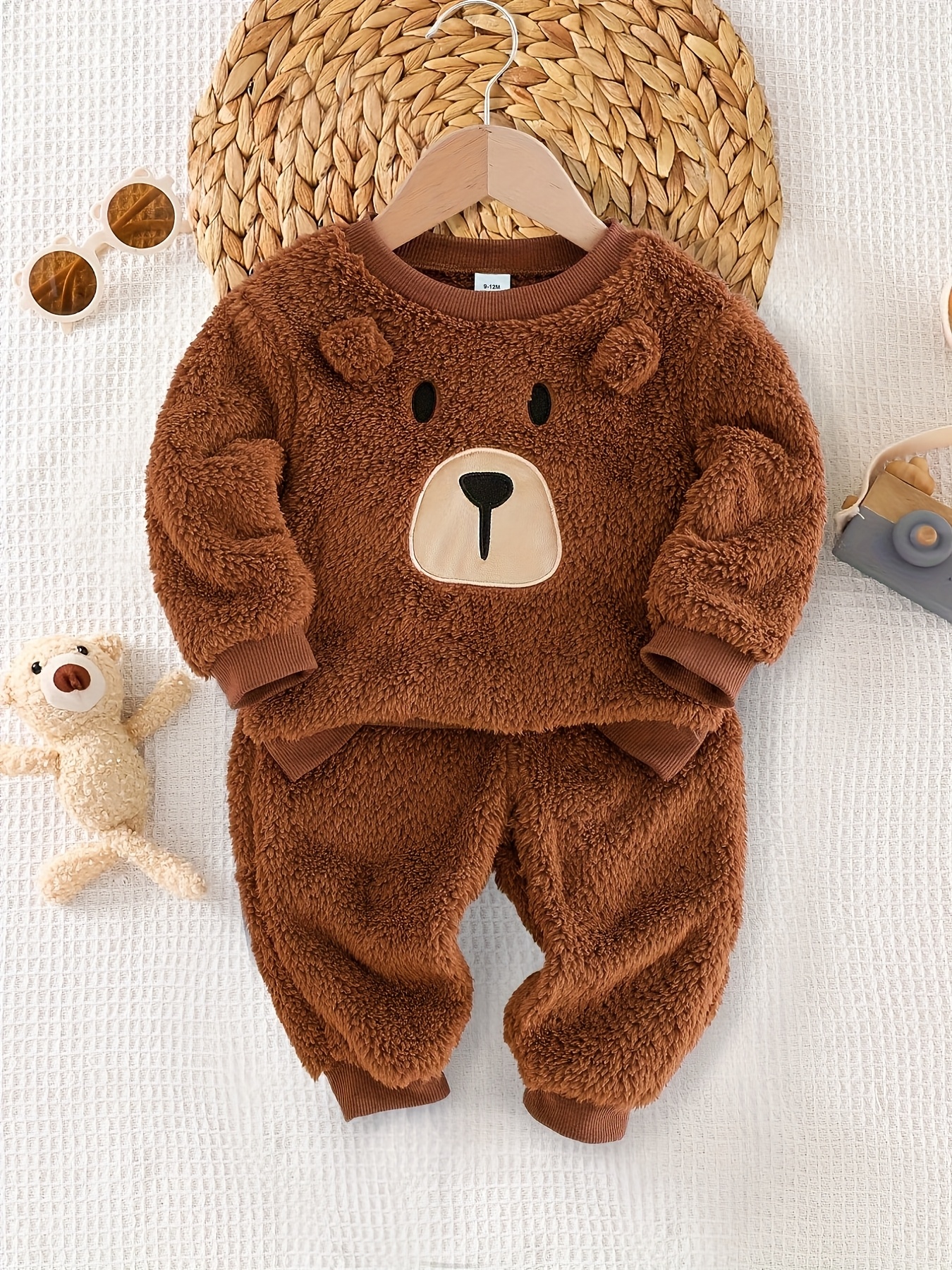 Set da 2 pezzi: Felpa calda in peluche con motivo a orso per…