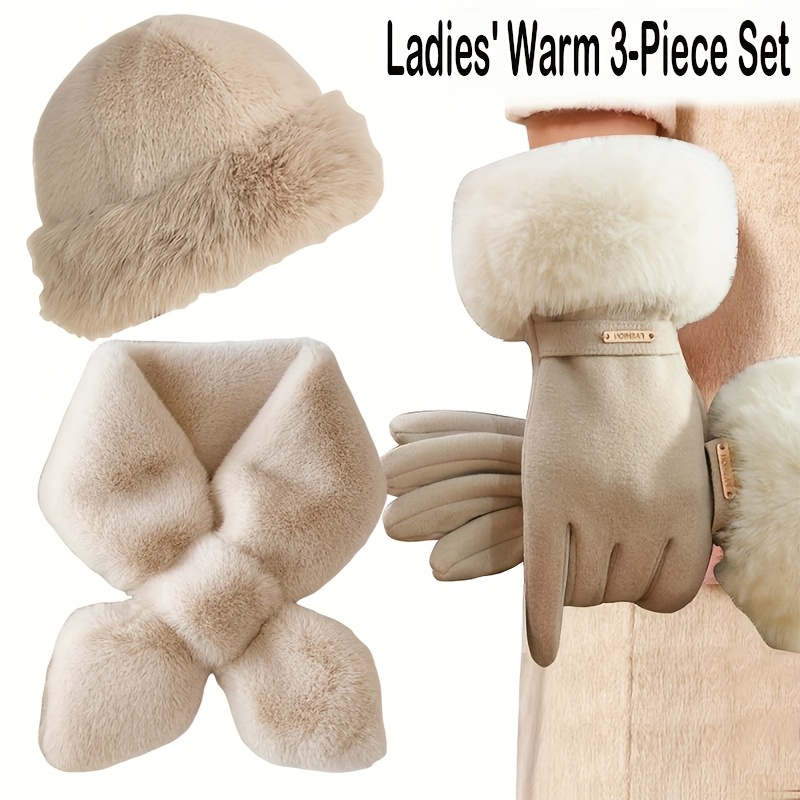 Set invernale caldo da donna, 3 pz. in fibra di poliestere, con…