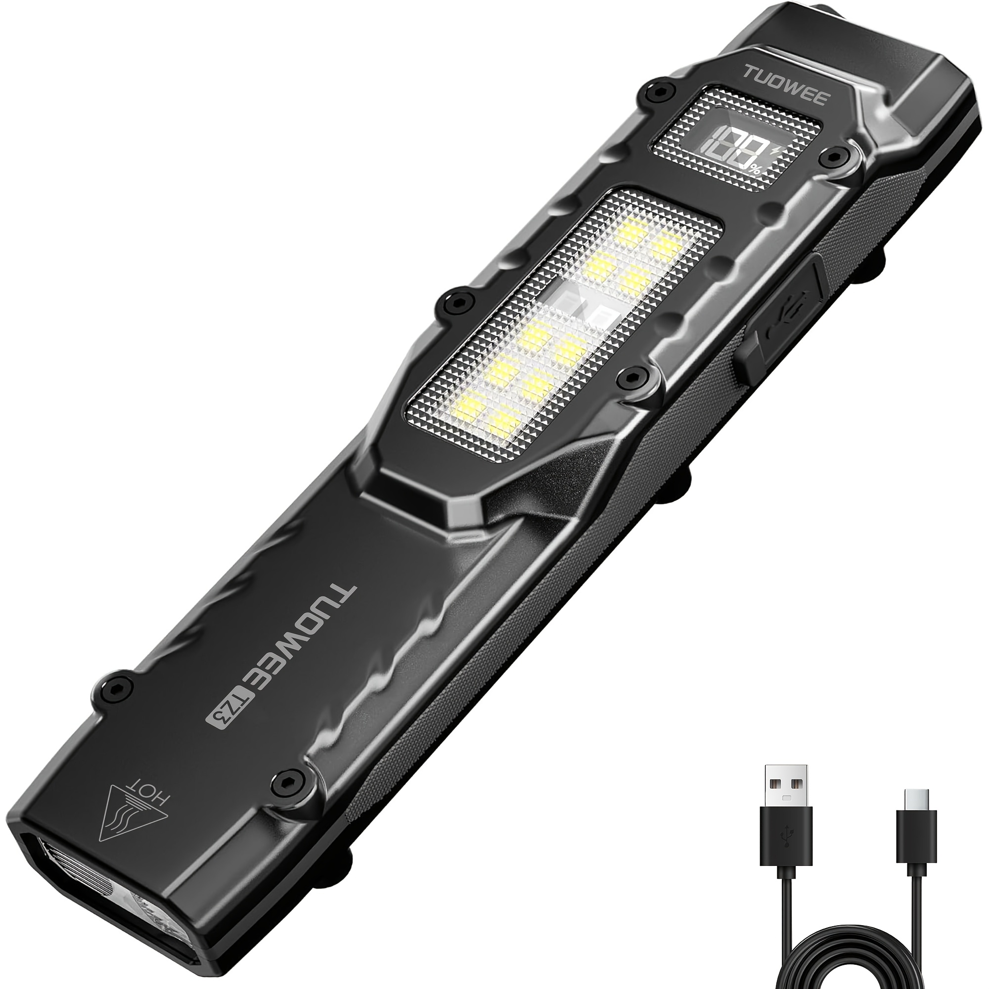 Torcia Tattica Ricaricabile 1500LUMEN EDC, Torcia Piccola LED…