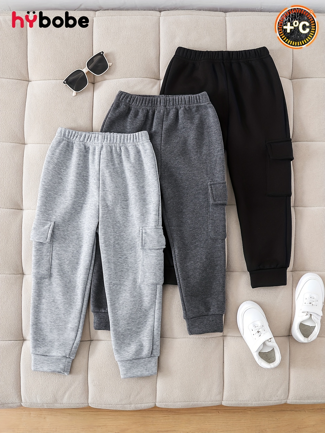 3 pezzi Pantaloni per Ragazzo Autunno/Inverno Tinta Unita in…