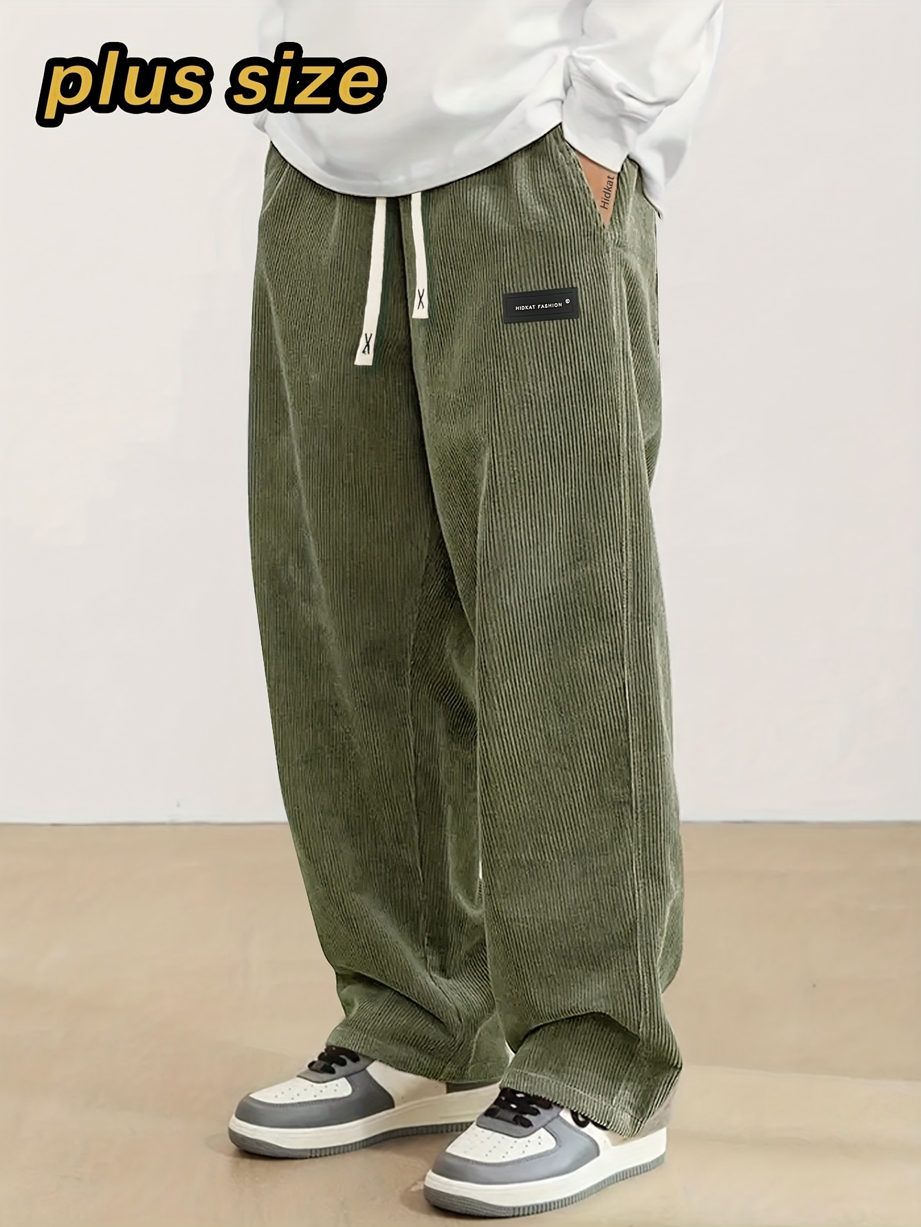 Pantaloni casual in velluto a coste taglie forti da uomo con…