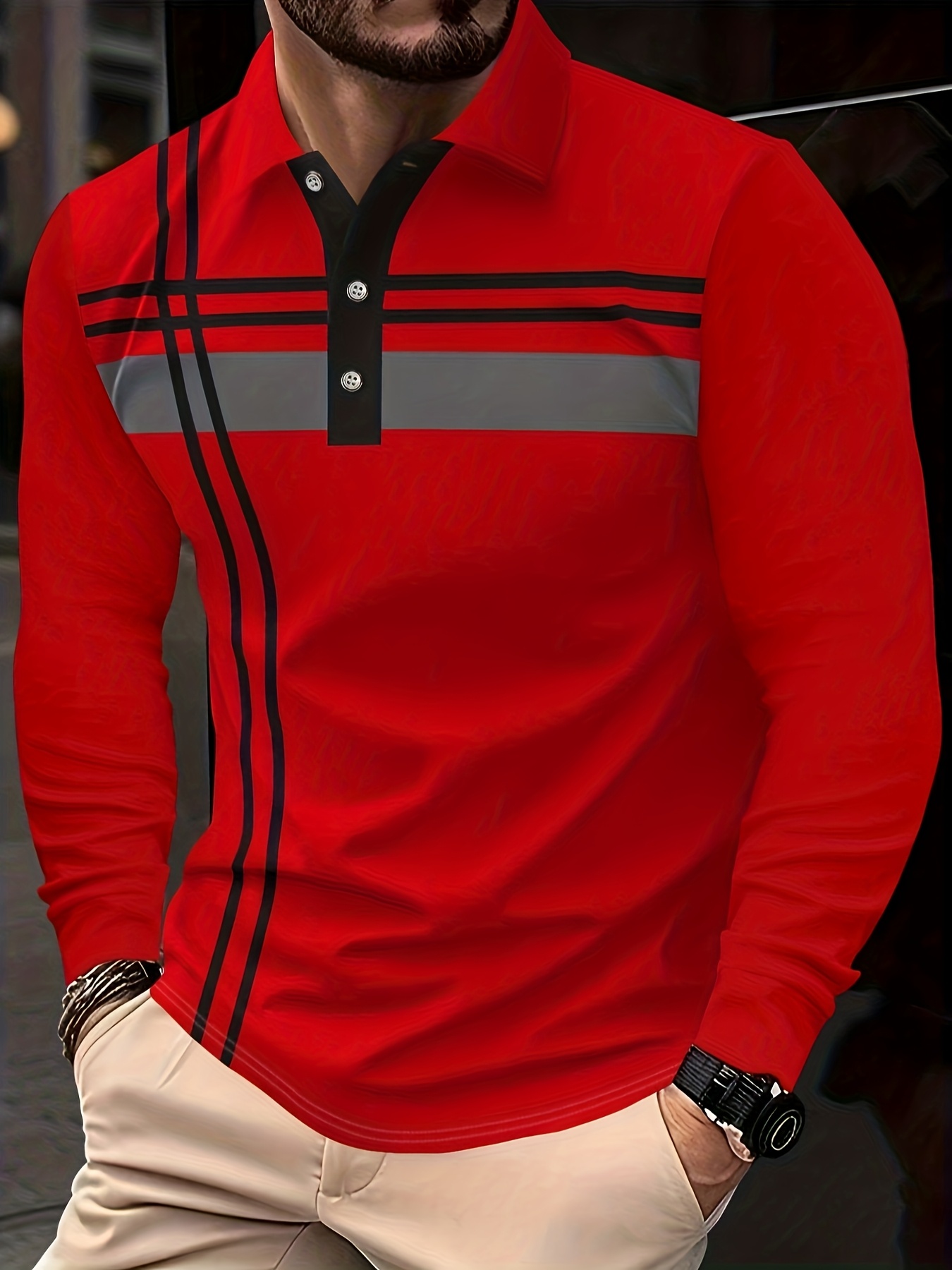 Camicia Uomo Moda - Manica Lunga, Tessuto Elasticizzato, Righe…