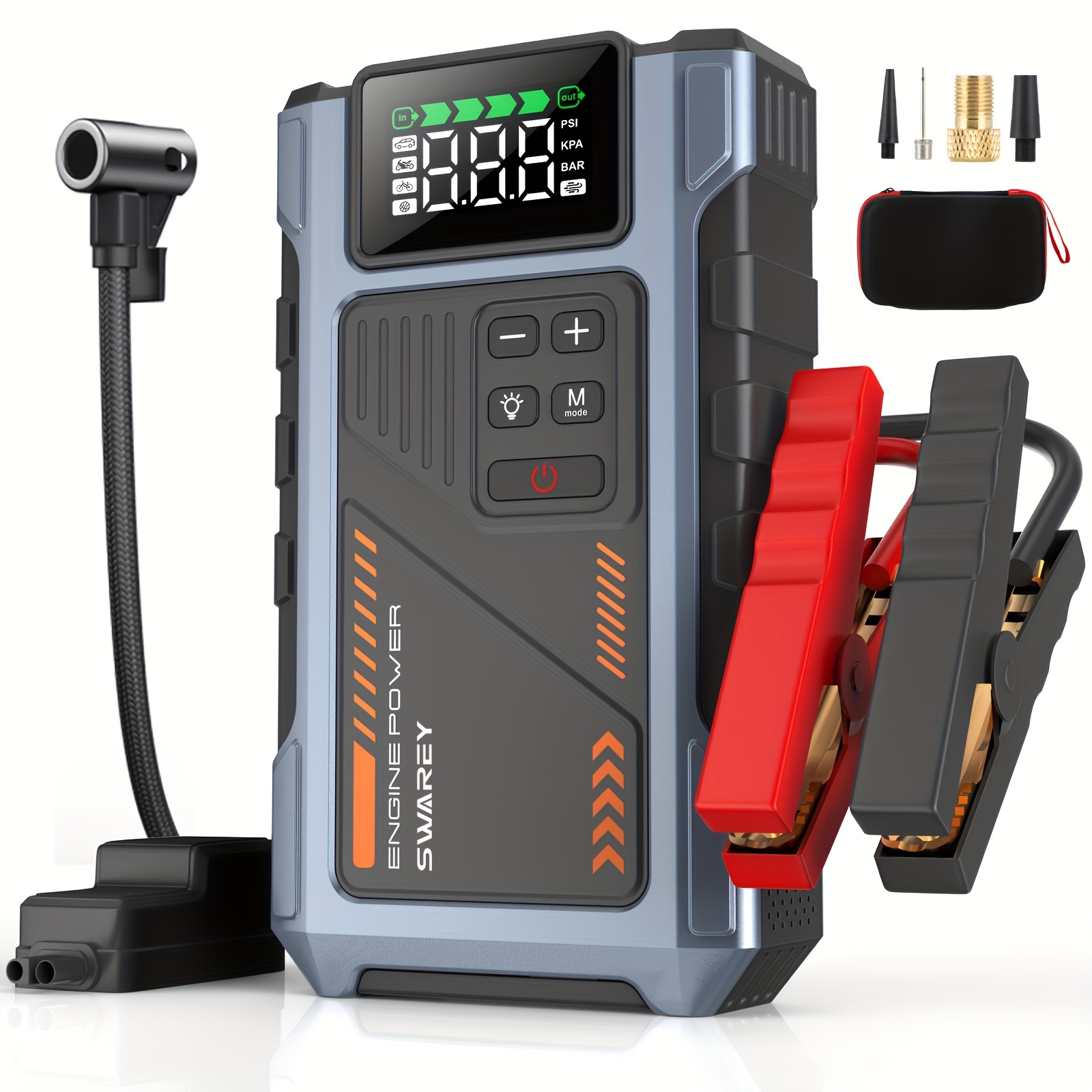 SWAREY 12000Mah Avviatore di Emergenza per Auto con Compressore…