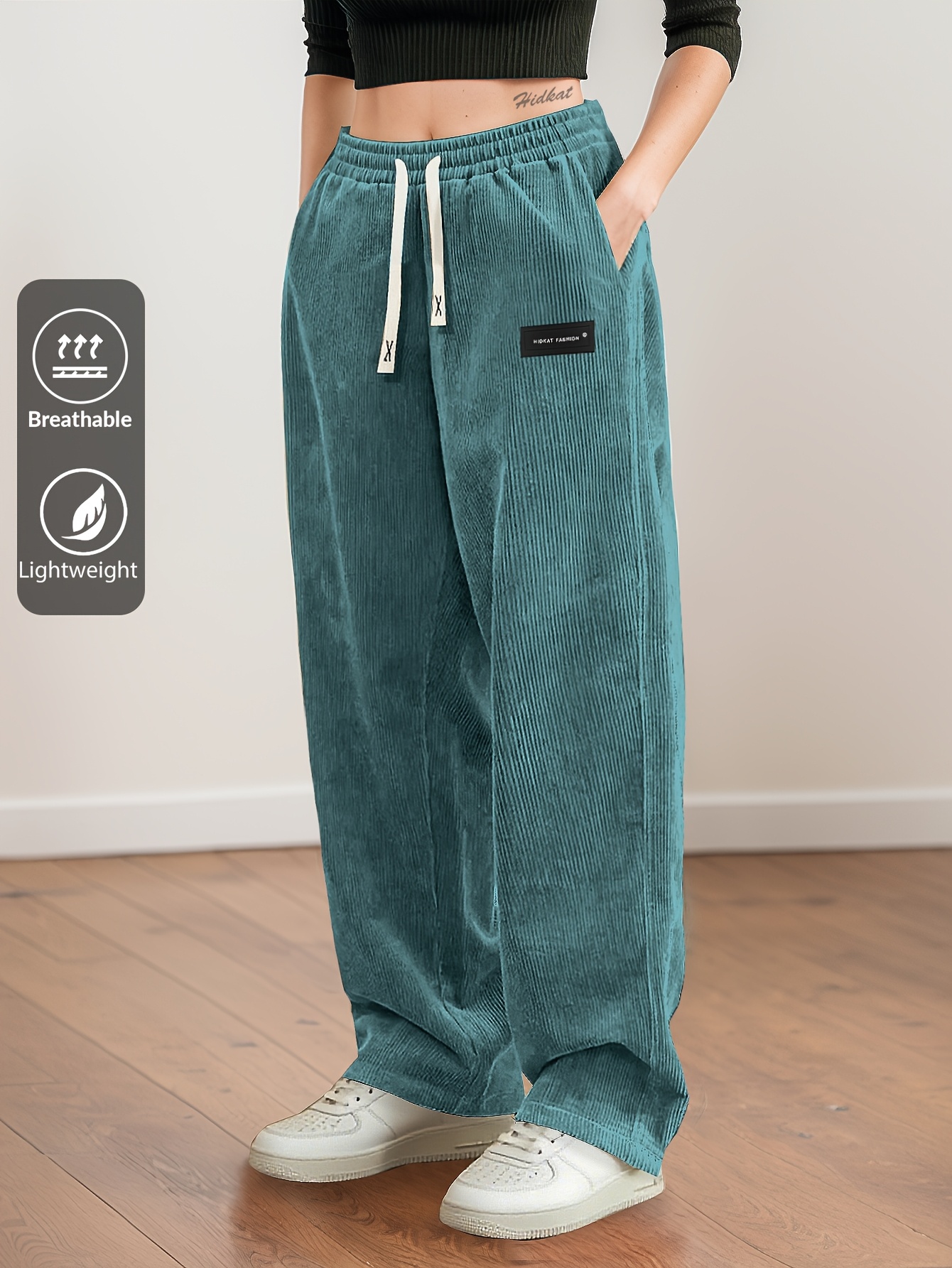 Pantaloni lunghi da donna a gamba dritta con texture e…