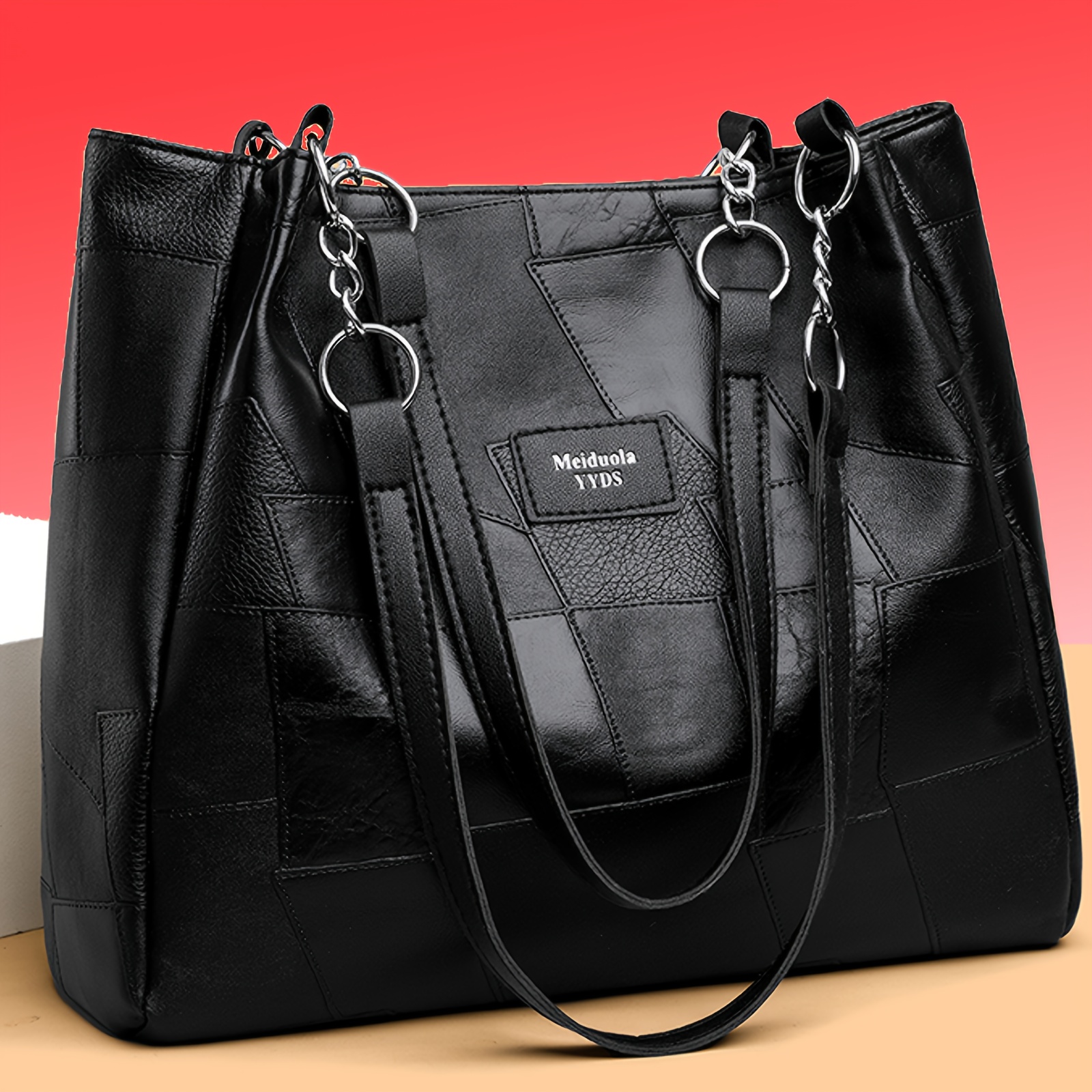 Borsa tote elegante da donna in tinta unita stile vintage, borsa…