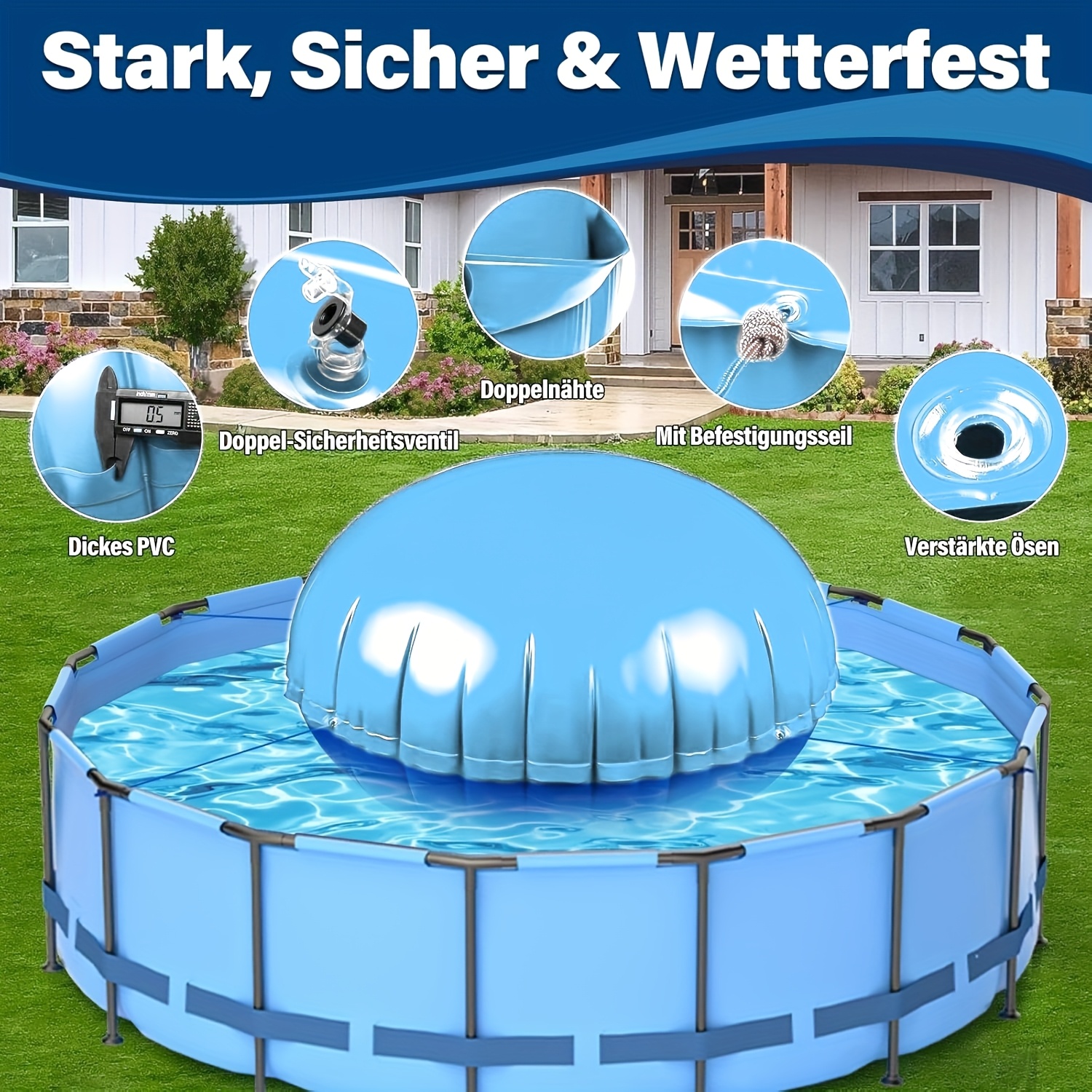 Cuscino ad Aria per Piscina Rotonda Invernale 4Ft (1.2M)…