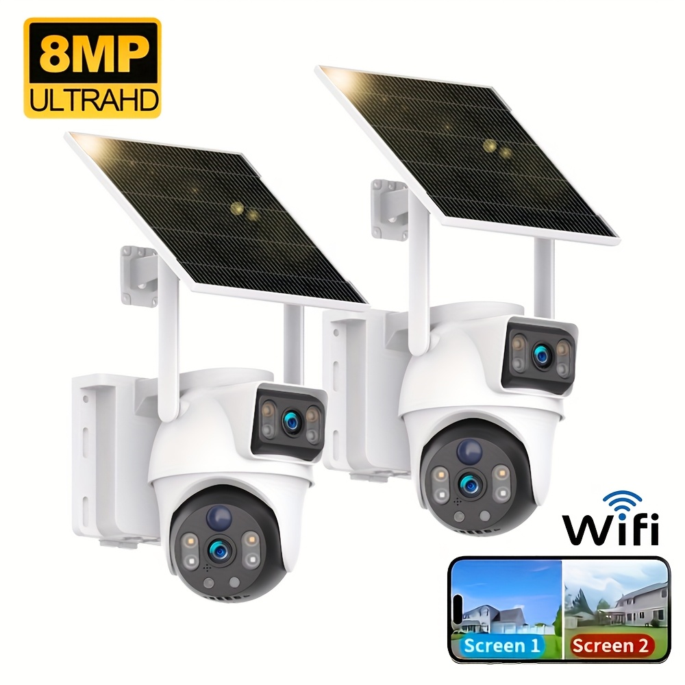2 telecamere di sicurezza solari da 8MP, monitoraggio di…