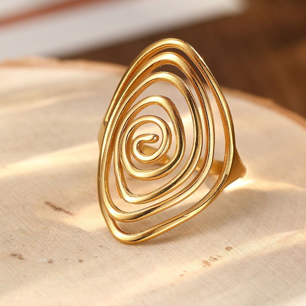 Anello Aperto in Acciaio Inossidabile con Design Vortex…