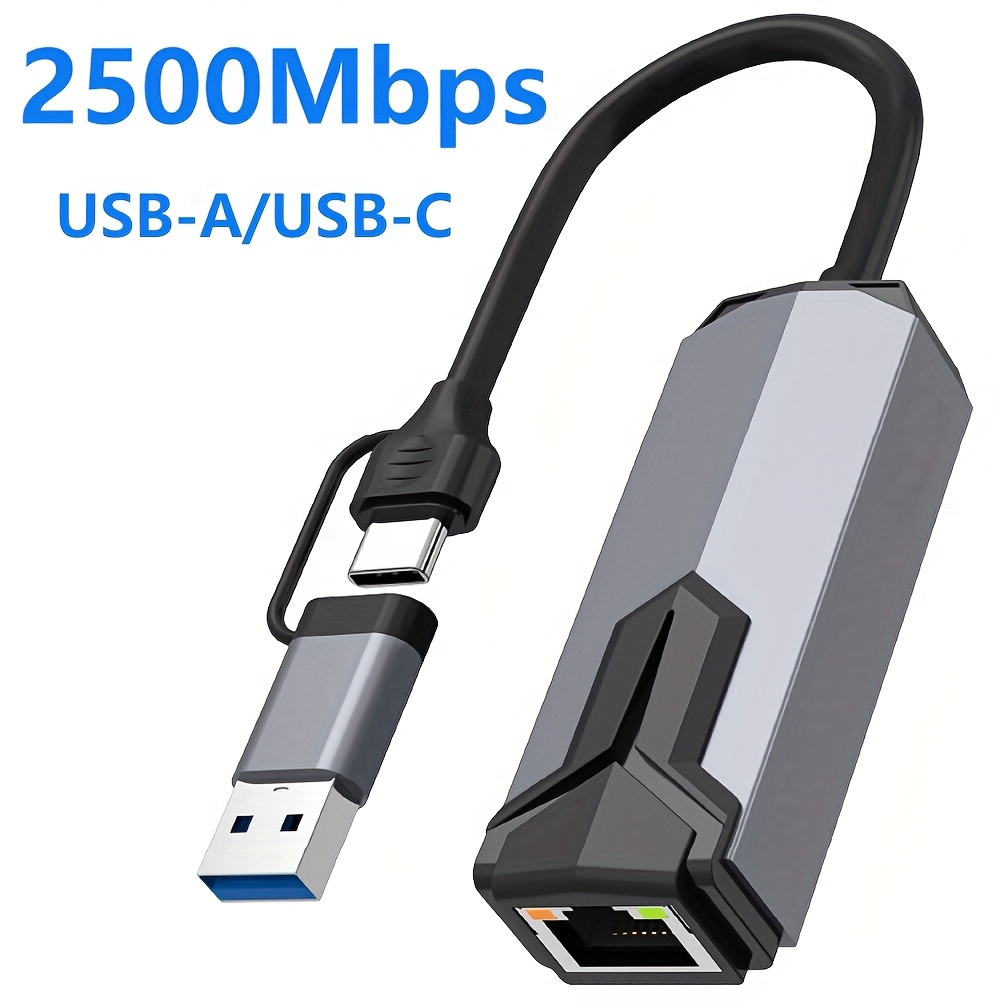 Adattatore di rete 2-in-1 da USB-A 3.0/USB-C a RJ45, adattatore…