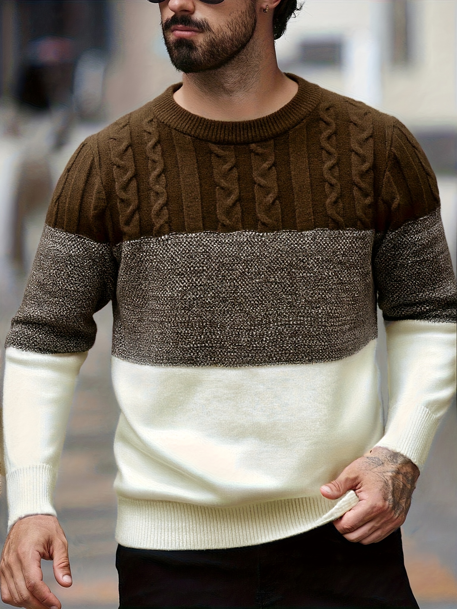 Maglione da uomo a girocollo autunno inverno, top in maglia da…