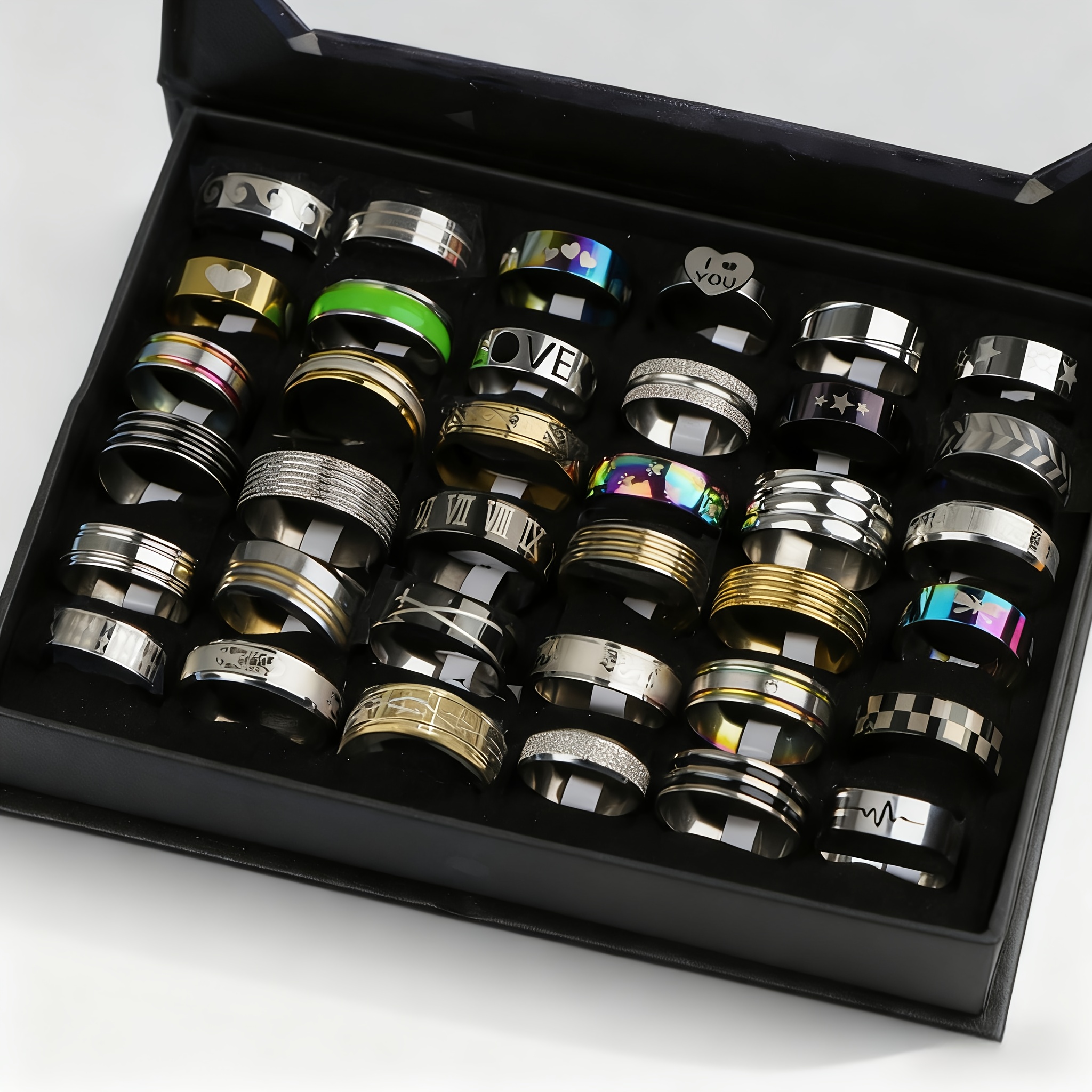 10/20 Anello Classico Minimalista Elegante con Stampa a Righe in…