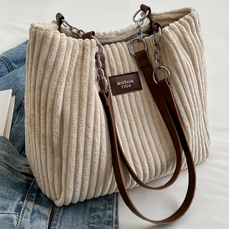 Borsa Tote in Velluto a Coste per Donna - Elegante Borsa Vintage…