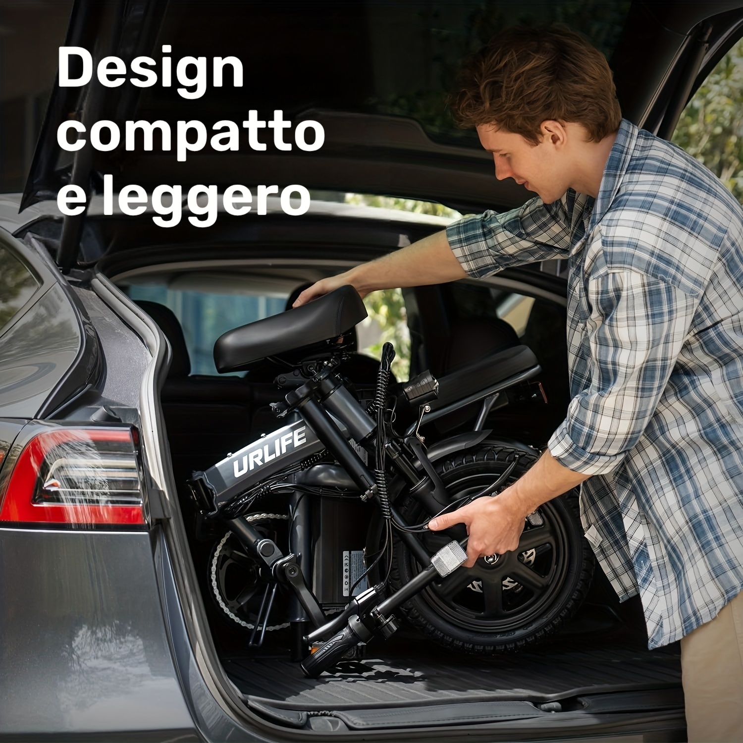 Bicicletta Elettrica Pieghevole da 35,56 cm per Adulti: Motore…